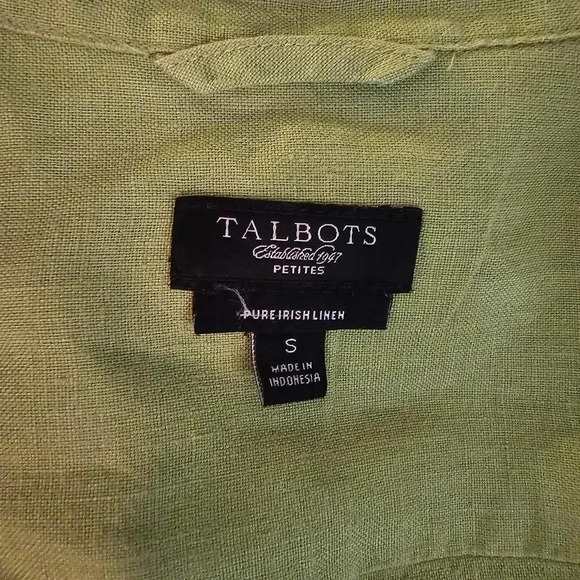 Talbots Petite Green Linen Button-Up Shirt - Picture 6 of 7